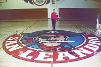  Pirate face on the gym floor